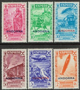 [mag425] ANDORRA 1938 BENEFICENCIA EDIFIL #7/12 mnh charity stamps AIR MAIL