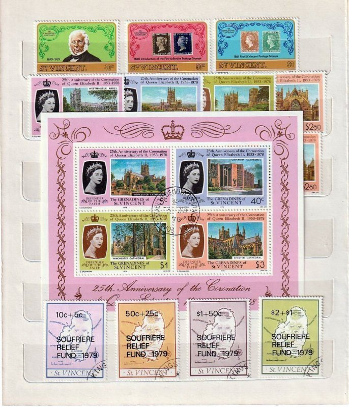 ST VINCENT QE Royalty Churchill Wildlife Blocks MNH Used(Apx 200)Goy531 