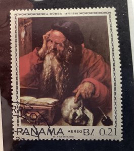 Panama 1967 Scott 479e CTO - 0.21b, Painting,  St Jerome  by Dürer