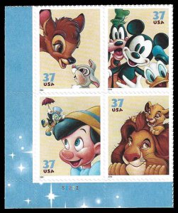 PCBstamps   US #3865/3868 PB $1.48(4x37c)Disney Characters, (S2222), MNH, (LL)