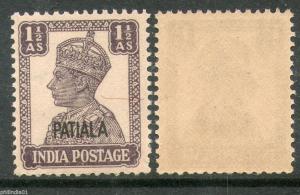 India PATIALA State KG VI 1½An Postage Stamp SG 108 / Sc 107 Cat £14 MNH