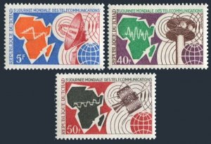 Chad 237-239, MNH. Michel 383-385. World Telecommunications Day,1971. Map,Radar.