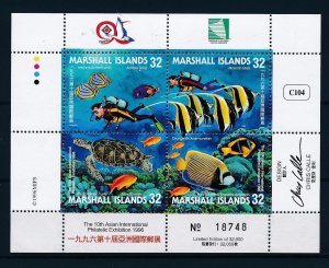 [49726] Marshall Islands 1996 Marine life fish diving turtle Taipei Sheet MNH