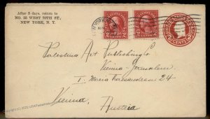 USA Upfranked Postal Stationery Vienna Jerusalem Austria Cover 88920