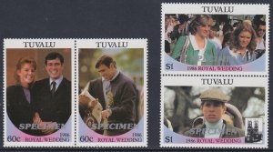 381-82 Tuvalu 1986 Royal Wedding Specimen MNH