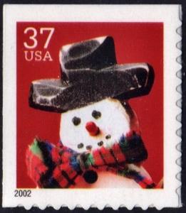 SC#3688 37¢ Snowmen Booklet Single (2002) SA