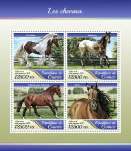 Guinea - 2017 Horses - 4 Stamp Sheet - GU17412a