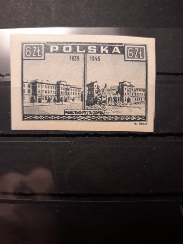 Poland 1946,WW-2 Warsaw War Aftermath,6zl,Imperf,Scott # 377,VF MLH*