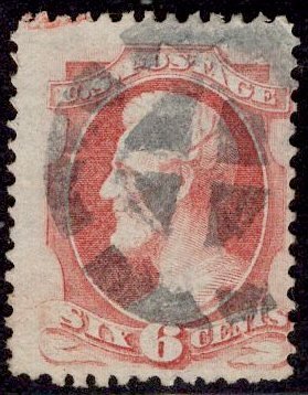 US Stamp #148 6c Carmine Lincoln USED SCV $22.50. Well Struck St. Louis Geo C...