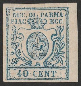 ITALY - PARMA 1857 Arms Regency 40c pale blue. Sass 11 cat €160.