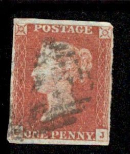 Great Britain #3 Penny Red Imperf Used Lettered GJ USD22.00