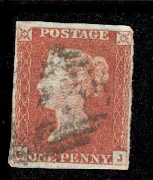 Great Britain #3 Penny Red Imperf Used Lettered GJ USD22.00