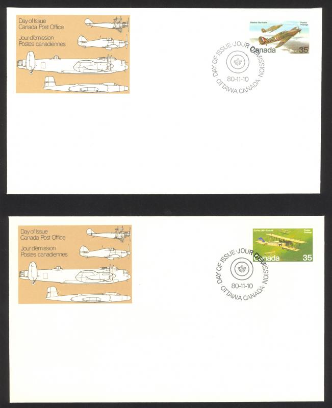 Canada Sc# 875-876 FDC Set/2 (singles) 1980 11.10 Military Aircraft