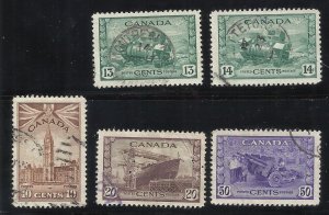 SC 257-261   10c-50c Used  VF Centering