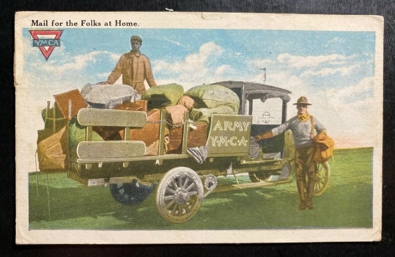 1918 Dix Camp Branch USA Picture postcard YMCA Cover To Devon NY WW1 