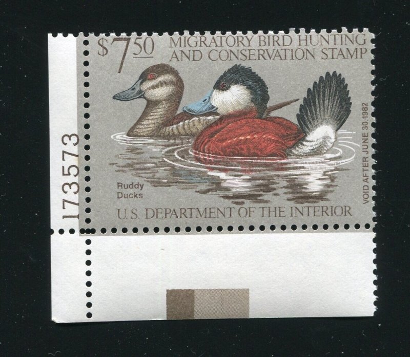 RW48 Ruddy Ducks Federal Duck Corner Tab Number Stamp MNH 1981