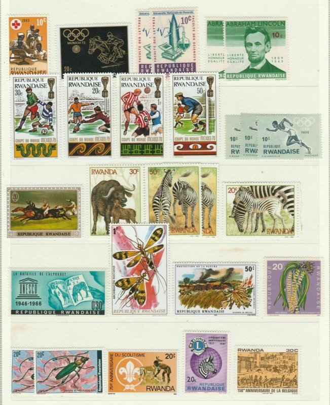 Insects Zebra Soccer Horse Racing Red Cross Lincoln Rwanda MNH Stamps 13977
