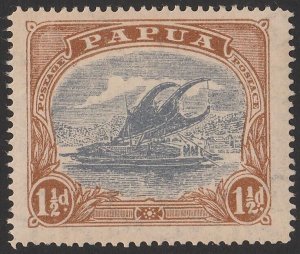 PAPUA 1916 Lakatoi 1½d bright blue & brown, variety 'POSTACE' at right.