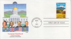 1991 United States Vermont  Statehood (Scott 2533) Fleetwood FDC