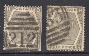 Great Brittain #60 Used --- WMK#25 --2 stamps   C$500,00 - Special cancel