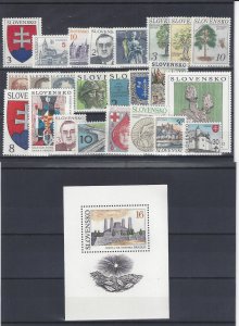 Slovakia 1993, Yearset 1993 (24v+1s/s), MNH