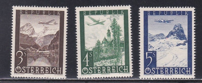 Austria # C50-52, Airplane over Scenic Views, Mint LH, 1/3 Cat.