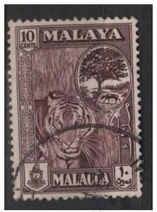 Malaya Malacca 1960 Scott 61 used - 10c, Tiger & Mouse deer