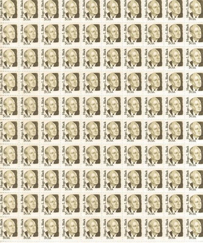 Scott 2172 - Hugo L Black. Sheet Of 100  MNH.OG.  Dull Gum.  #02 2172