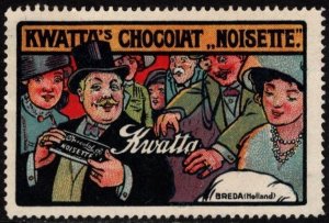 1930's Holland Advertising Poster Stamp Kwatta Chocolate Hazelnut