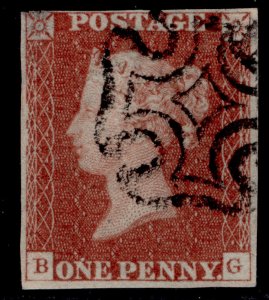 GB QV SG8, 1d red-brown BLACK MX PLATE 35, USED. Cat £65. BG