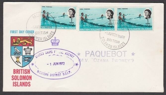 SOLOMON IS 1972 cover ex Munda - Ship cachet & United Ships Agency..........V280