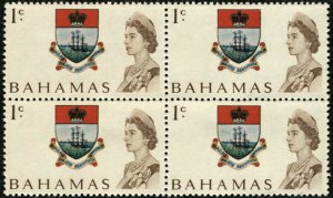 BAHAMAS #252 Colony Badge 1c Postage Block Stamps British Commonwealth Mint NH