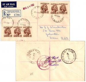 Australia 8 1/2d Aborigine 1962 North Goulburn, N.S.W. Airmail Registered to ...