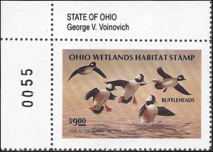 OH12 Mint,OG,NH... State Duck Stamp.. SCV $16.00... Missing Governor... PL#