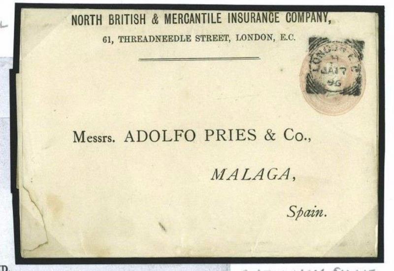 D131a GB Cover 1896 Foreign Book Post Paid Penny Pink STO Wrapper/Malaga Spain