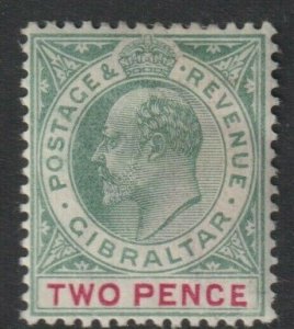 Gibraltar Sc# 41 KEVII 1903 MMH 2 pence issue CV $37.50