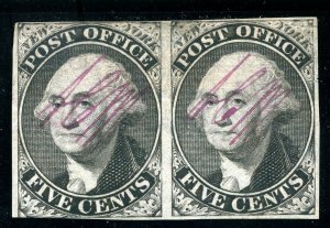 USAstamps Unused VF US 1845 Washington Pair Sct 9X1 OG MH +Cert Very Scarce