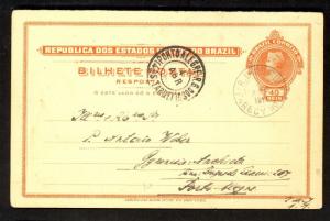 BRAZIL 1911 40r POSTAL CARD PARCY NOVO Rio Grande do Sul to PORTO ALEGRO