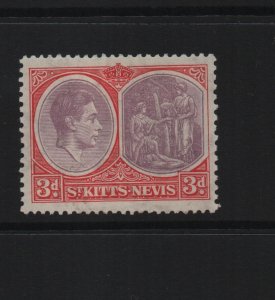 St Kitts & Nevis 1938 SG73 13x12 perf ordinary paper mounted mint