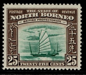 NORTH BORNEO GVI SG313, 25c green & chocolate, LH MINT. Cat £45.