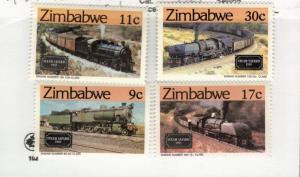 1985 Zimbabwe SC #487-90 STEAM SAFARIS  LOCOMOTIVES  MNH stamps