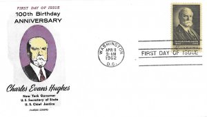 1962 FDC, #1195, 4c Charles Evans Hughes, Fluegel Covers & Artmaster