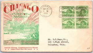 U.S. EVENT COVER A CENTURY OF PROGRESS AT CHICAGO 1933 BLK (4) PLANTY 728-29-1