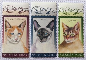 1999 Malaysian Cats Set of 3V SG#727-729 MNH