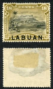 Labuan SG72 18c Olive-bistre perf 14.5 Mint Part gum Cat 55 pounds