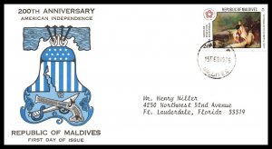 Maldive Islands 627 US Bicentennial Typed FDC