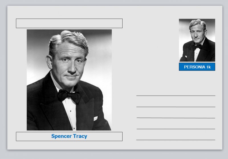 Personalities - souvenir postcard - Spencer Tracy actor cinema movies #3 