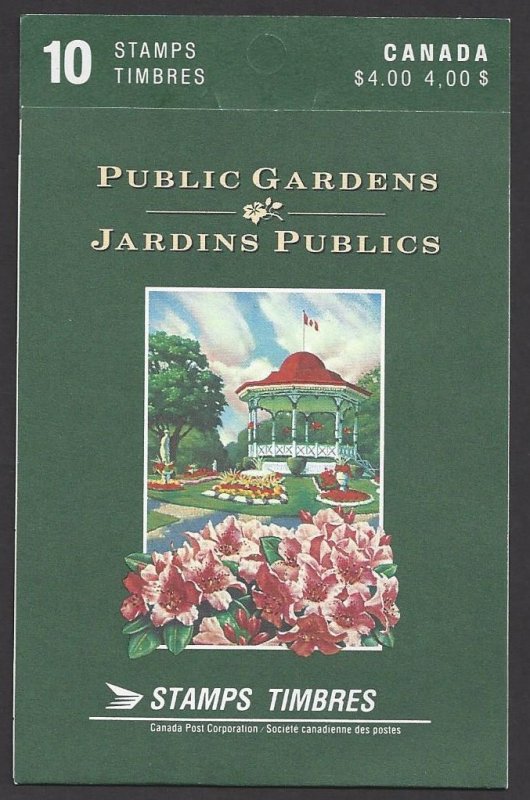 Canada #1315b mint booklet, Public Gardens, issued 1991