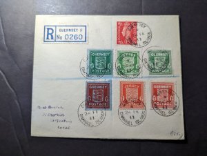 1943 Registered England Cover Guernsey Channel Islands Local Use