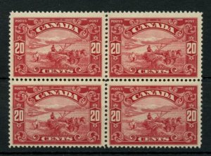 ?#157 block of 4, twenty cent Harvester F MNH Cat $240 Canada mint
